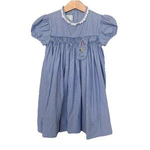 Grace &‎ James Girls Size 4 Dress Blue Gingham ABC Back To School Preppy Classic